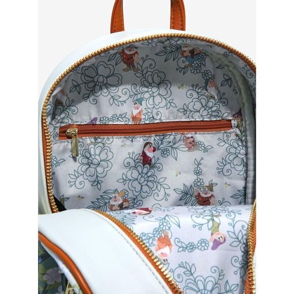 Loungefly Disney Snow White & The Seven Dwarfs Floral Mini Backpack New - Picture 5 of 5